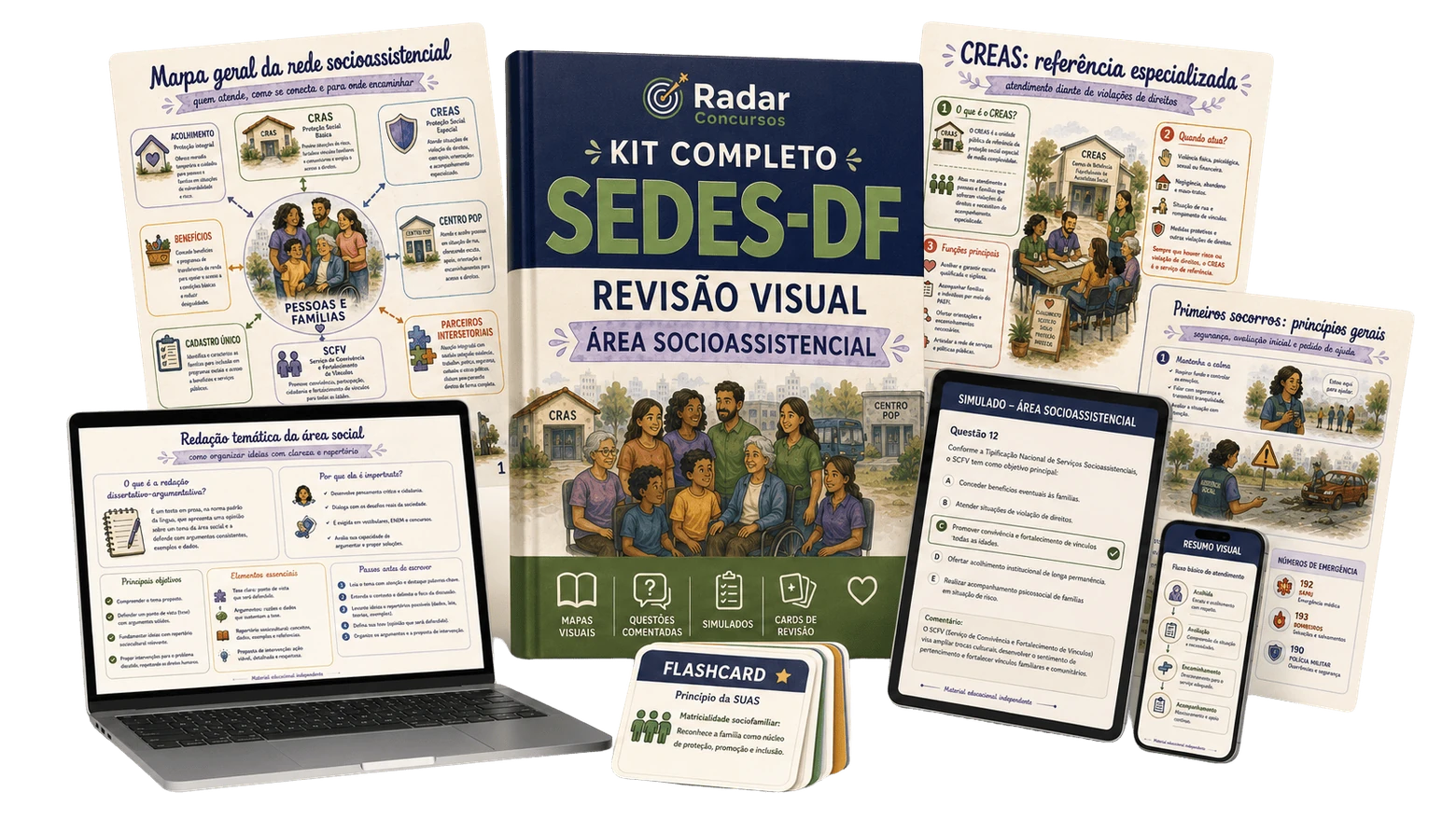 Mockup do Kit Visual Completo SEDES-DF